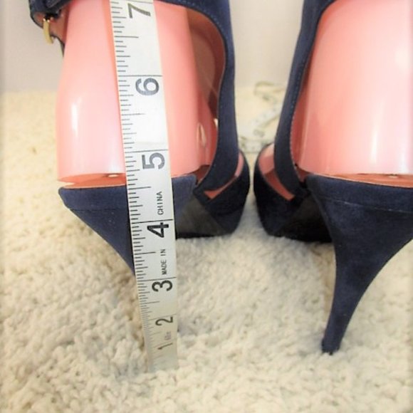 Blue Suede Nine West Sandaled Heels 8.5 - Picture 11 of 12